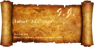 Imhof József névjegykártya