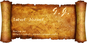 Imhof József névjegykártya